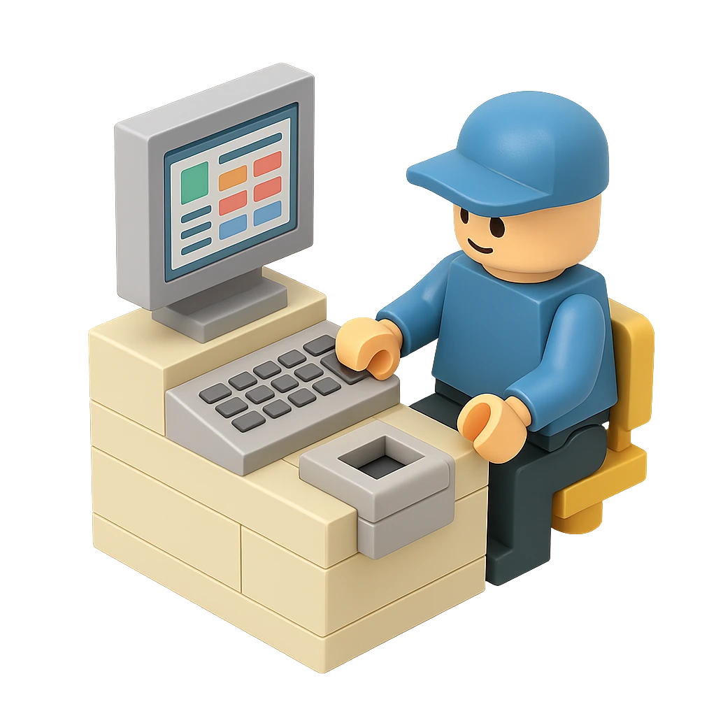 Lego operando caja registradora